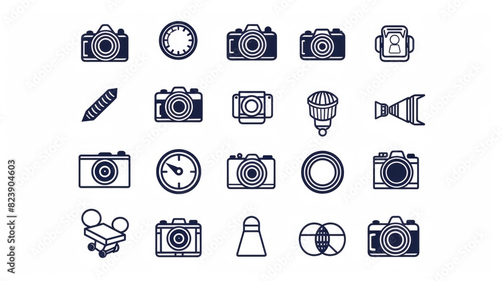 Aufkleber Collection of different camera icons for design projects
