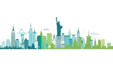 New York City skyline vector flat illustration