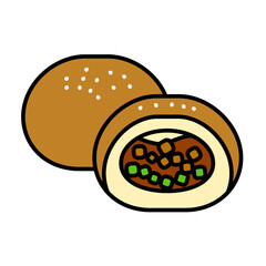 胡椒餅のアイコンイラスト