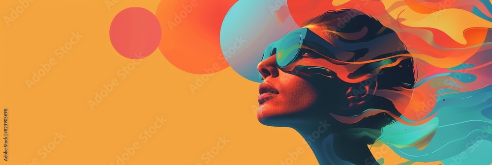 Poster abstract colorful silhouette with flowing shapes - an artistic representation with a colorful silhou