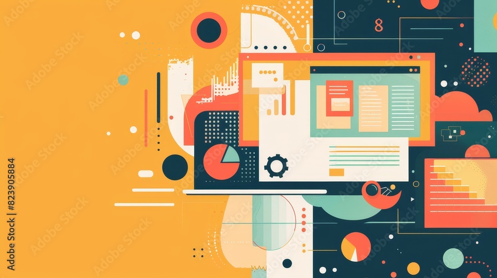 Poster futuristic abstract tech background concept - an intricate abstract composition with tech and data e