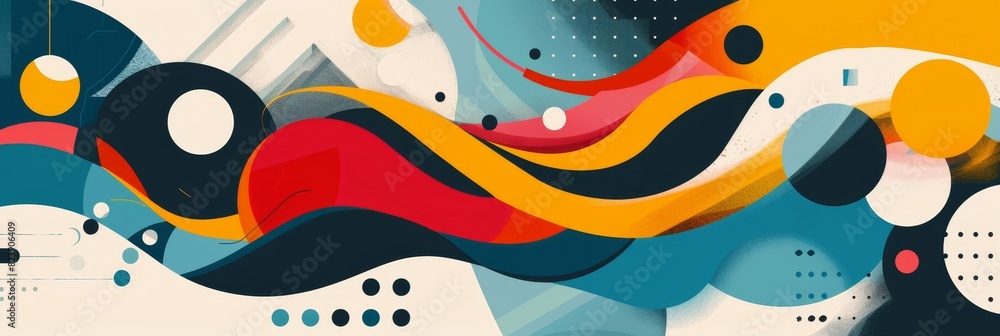 Poster abstract artwork with fluid shapes and patterns - colorful abstract art with dynamic fluid shapes an