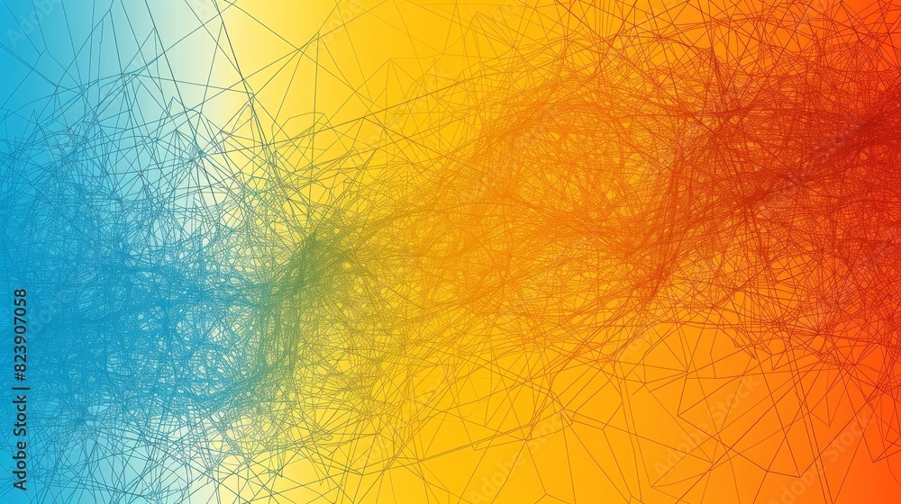 Poster abstract colorful network lines on gradient - network lines representing connections on a bright gra