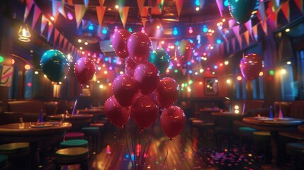 Obraz premium Room Filled With Balloons and Confetti