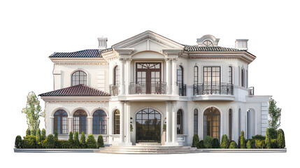 Obraz premium Luxury villa isolated on white created with Generative AI