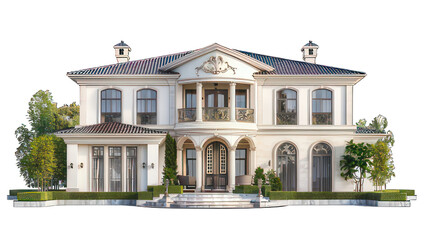 Obraz premium Luxury villa isolated on white created with Generative AI