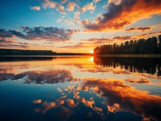 Photographer Captures Sunset at Serene Lake