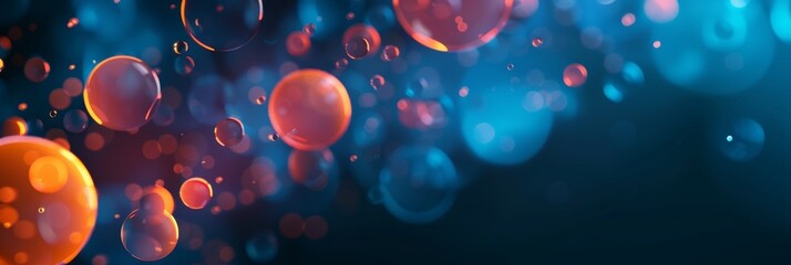 Abstract colorful bubbles floating in space - Vivid abstract render of colorful bubbles floating with a deep blue backdrop, giving a dreamy, underwater feel