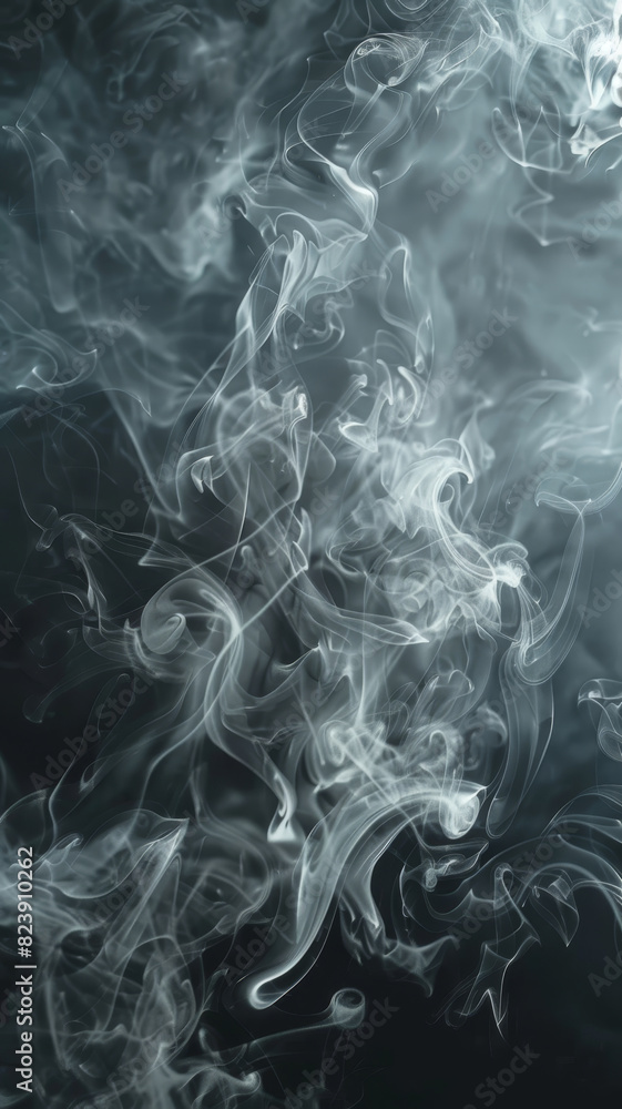 Poster intricate patterns of swirling smoke on dark - the swirling smoke creates intricate patterns against