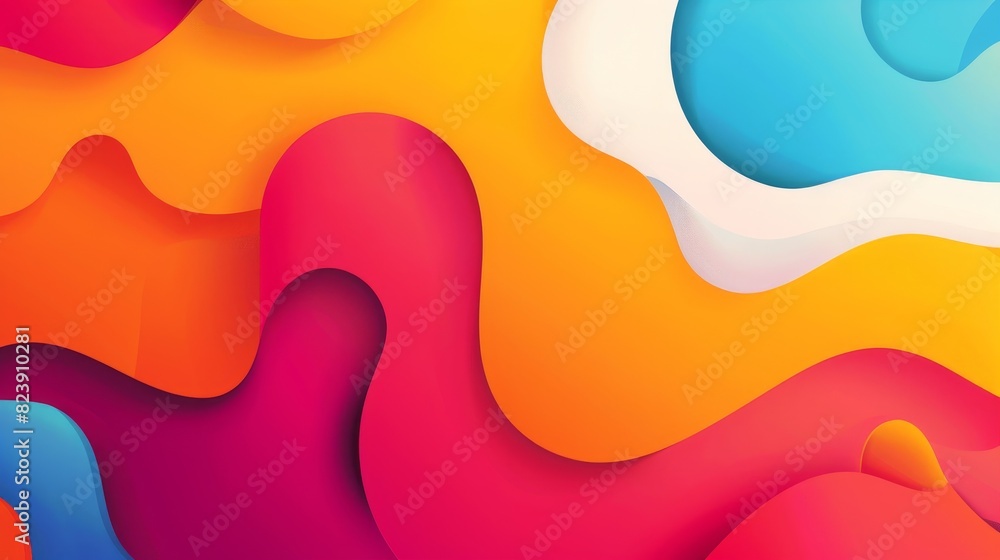 Poster wavy colorful abstract background design - this abstract background shows fluid wavy shapes in bold 