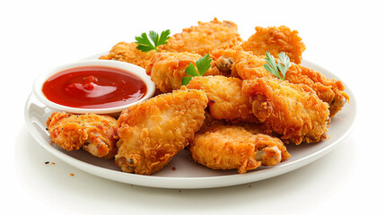 Plate of Fried Food With Side of Ketchup