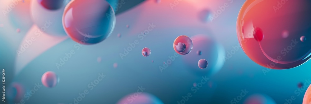 Poster abstract colorful spheres floating in air - vibrant digital 3d render of abstract floating spheres i