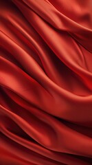 Obraz premium Red Silk Satin Fabric Theater Curtain Pattern Soft Textile Flowing Curves Waves Abstract Artwork Background Concept, Web Graphic Wallpaper, Vertical 9:16 Digital Art Backdrop