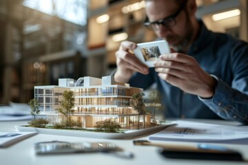 An architect using augmented reality for building design making  , AI-generated