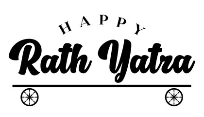 Happy Rath Yatra lettering of Lord Jagannath festival vector illustration.