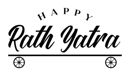 Happy Rath Yatra lettering of Lord Jagannath festival vector illustration.
