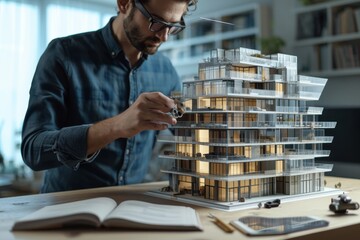 An architect using augmented reality for building design making  , AI-generated