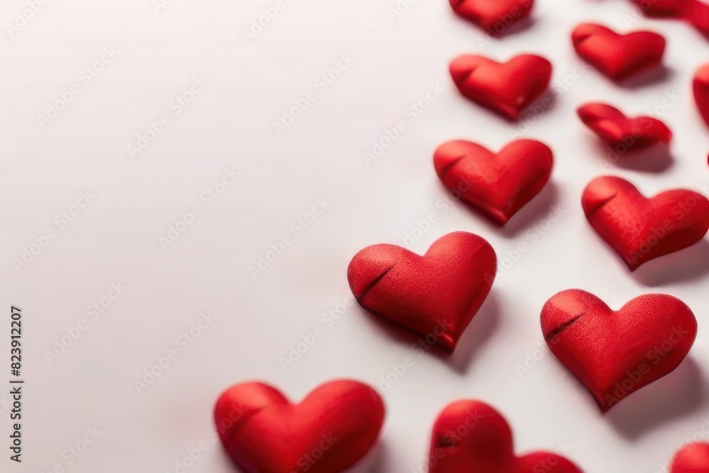 Aufkleber white background with many red hearts all around it with empty space in center
