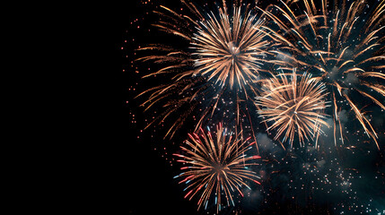 Colorful fireworks exploding in night sky