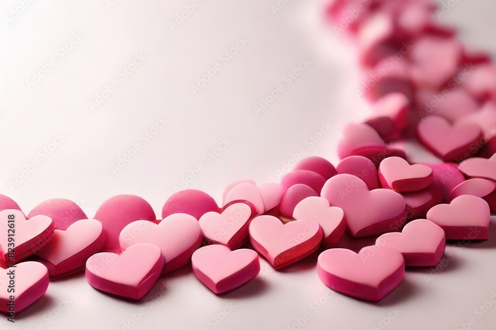Aufkleber white background with many red hearts all around it with empty space in center