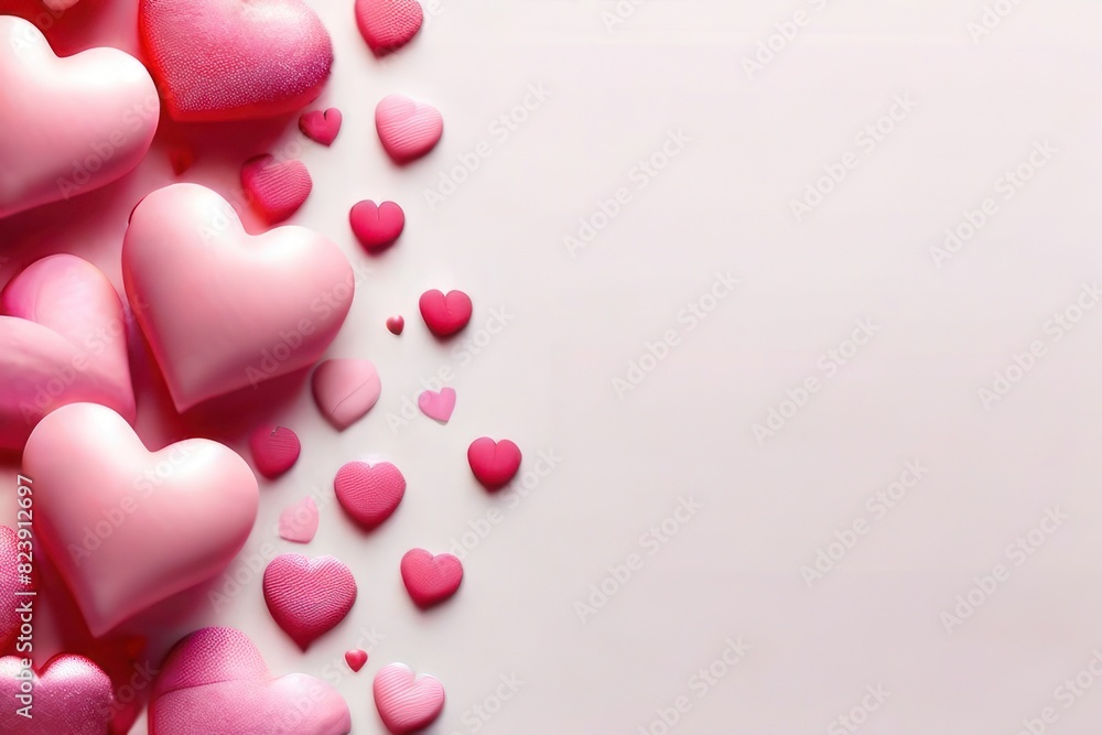 Aufkleber white background with many red hearts all around it with empty space in center