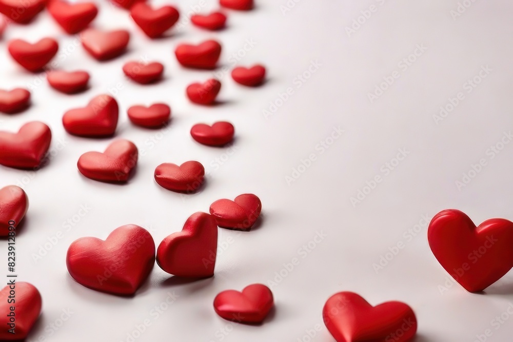 Aufkleber white background with many red hearts all around it with empty space in center