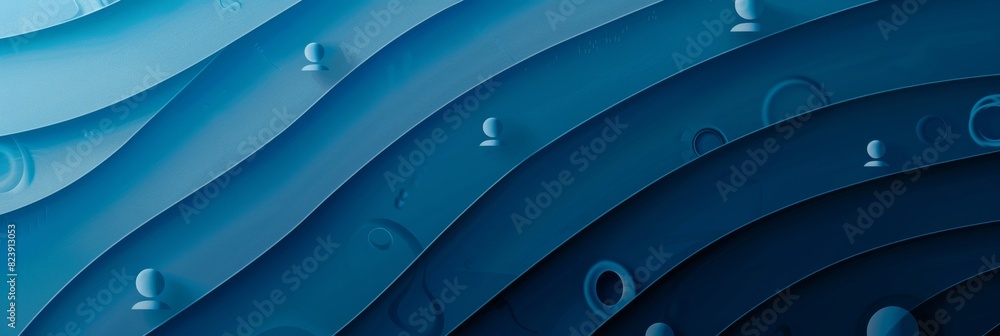 Poster abstract blue layered waves with droplets - a close-up of a blue abstract pattern with layered wavy 