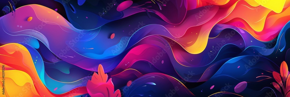Poster vibrant liquid abstract flowing shapes - a seamless blend of flowing shapes in a liquid abstract des