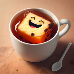 Happy cake in a tea mug