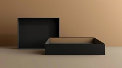 Gift Card In Box. Blank Business Card on Brown Cardboard Box Background