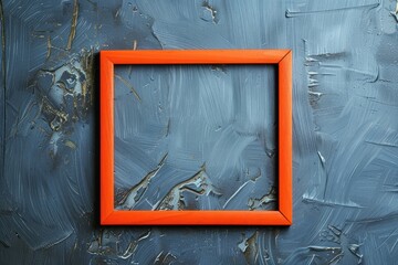 Picture Frame Orange. Modern Narrow Wooden Frame in Orange Color