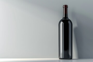 Bottle Of Wine Mock-up on Elegant Gray Background. 3D Illustration of Red Wine Bottle. Perfect for Celebration