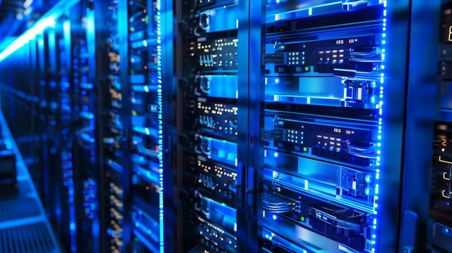 Deep Cobalt Blue High-Performance Computer Cluster Running Complex Simulations