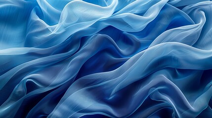 Obraz premium Abstract waves of fabric in various shades of blue, creating a soothing and rhythmic background