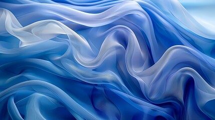 Obraz premium Abstract waves of fabric in various shades of blue, creating a soothing and rhythmic background