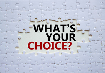 What is your choice symbol. Concept words What is your choice on white puzzle. Beautiful white...
