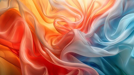 Obraz premium Abstract fabric background with swirling, marbled textures in a mix of soft and bold hues, creating a luxurious and fluid look