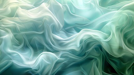 Obraz premium Abstract fabric background with organic, flowing shapes in a soothing blue and green palette, creating a tranquil atmosphere