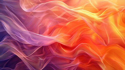 Fototapeta premium Abstract fabric background with flowing, wavy lines in warm, sunset-inspired colors, creating a calming and serene effect