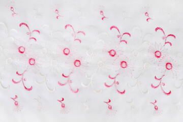 close up of the old vintage embroidery fabric  background