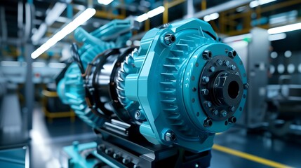 Obraz premium Periwinkle Blue High-Torque Motor in a Clean Energy Application