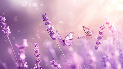 Graceful Butterfly Dancing Above Fragrant Lavender Blossoms