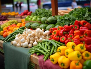 Fresh Vegetables on Display at a Farmers Market on a Sunny Day