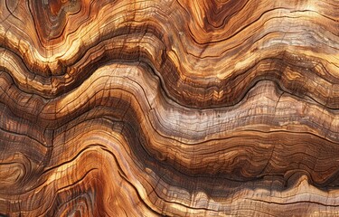 An ultrarealistic photograph of wood with visible grain patterns, showcasing the intricate textures and natural beauty of its surface