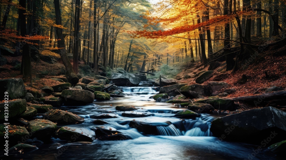 Poster waterfall in the forest