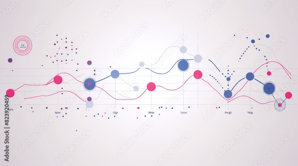 Poster abstract graphical representation of data with dynamic lines and colorful dots, blending a modern ae