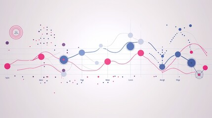 Abstract graphical representation of data with dynamic lines and colorful dots, blending a modern aesthetic with analytical insight.