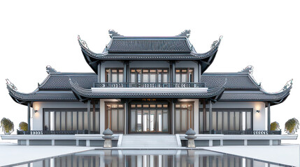 Luxury asian house isolated on white created with Generative AI