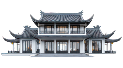 Luxury asian house isolated on white created with Generative AI