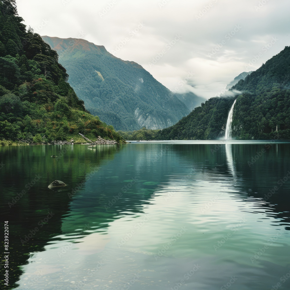 Canvas Prints A beautiful lake with mountains in the background